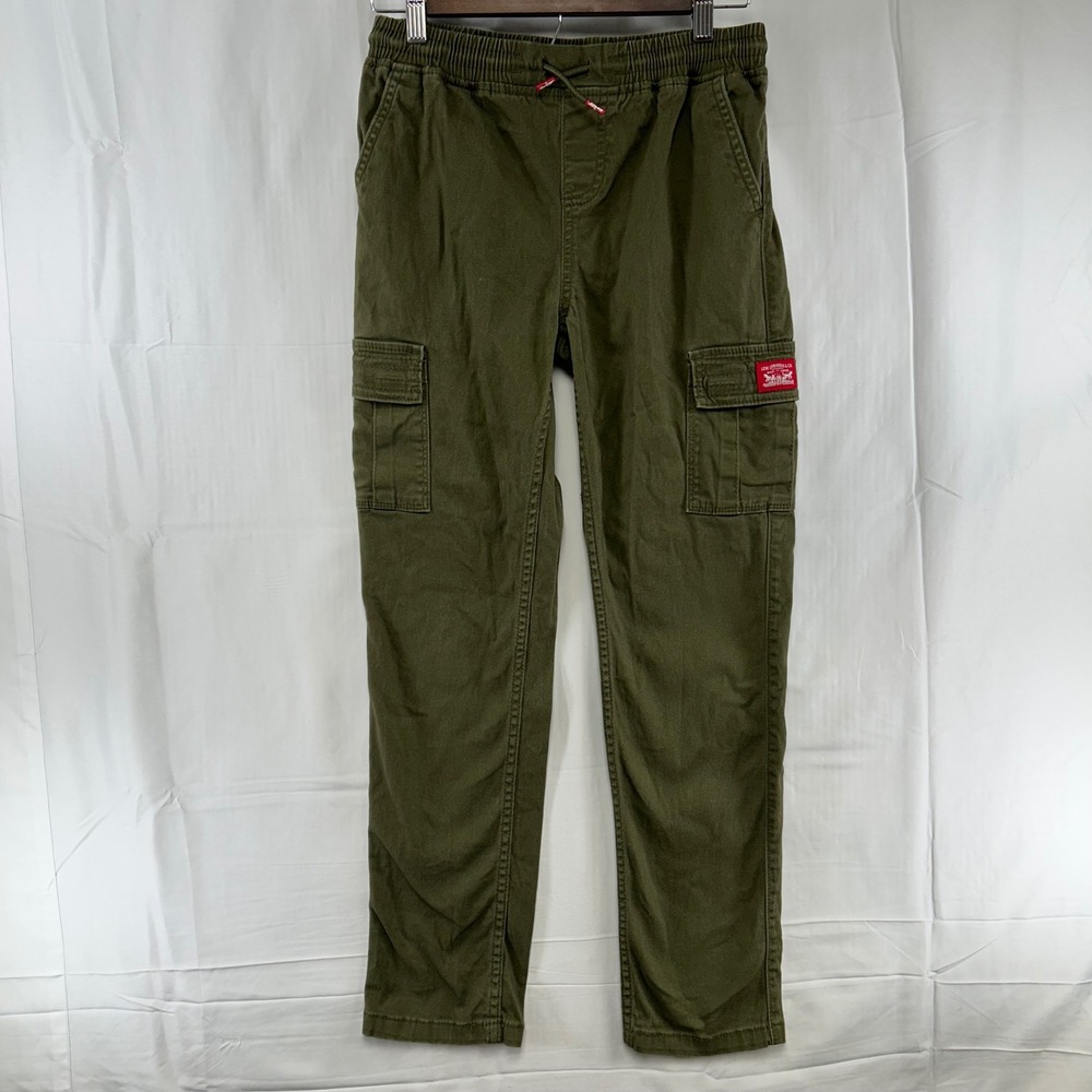 Levi's Cargo Pants Boys Size 14 Olive Green Elastic Waist Utility 28x28